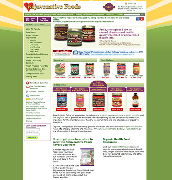 Rejuvenative Foods, Organic Raw Cultured Vegetables, Organic Nut Butters and Raw Pressed Oils
